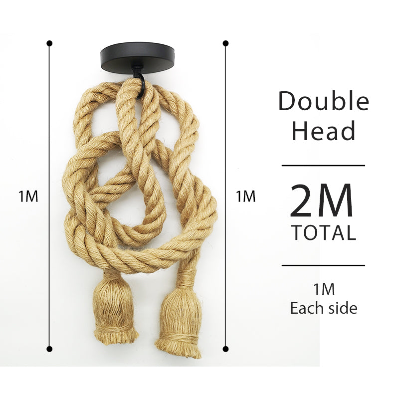 Vintage Two Heads Hemp Rope Pendant Light -Homdiy