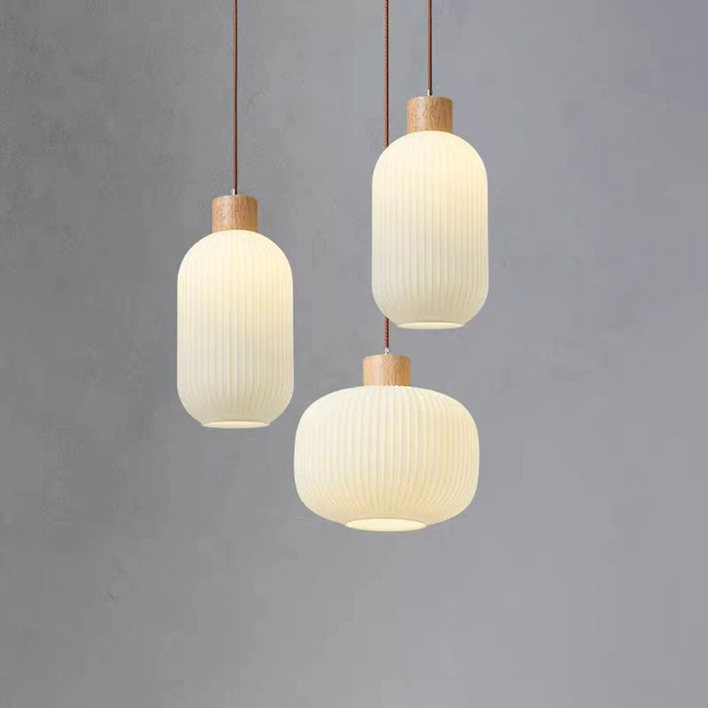 Nordic White Lantern Glass Pendant Lamp -Homdiy