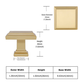 12 Pack Brass Gold Modern Drawer Knobs Square for Bathroom(LS9111BB) -Homdiy