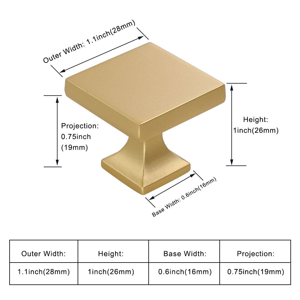 30 Pack 1.1 inch Width Square Drawer Knob Gold For Bathroom(LS6785BB) -Homdiy