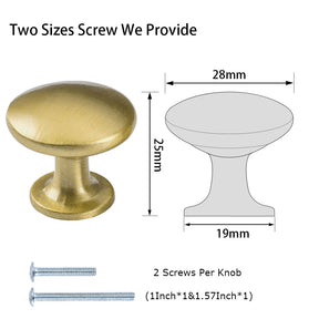 30 Pack Brushed Brass Round Cabinet Knobs 1-1/10In Diameter Drawer Handles For Living Room(LS6050GD) -Homdiy