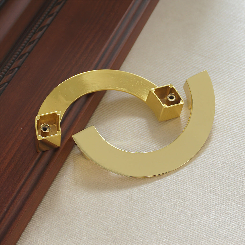 Semicircle Brushed Brass Solid Cabinet Handles for Kitchen -Homdiy