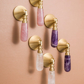 European Teardrop Pink White Crystal Brass Knobs Cabinet Hardware -Homdiy