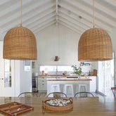Woven Basket Rattan Pendant Light For Kitchen Island -Homdiy