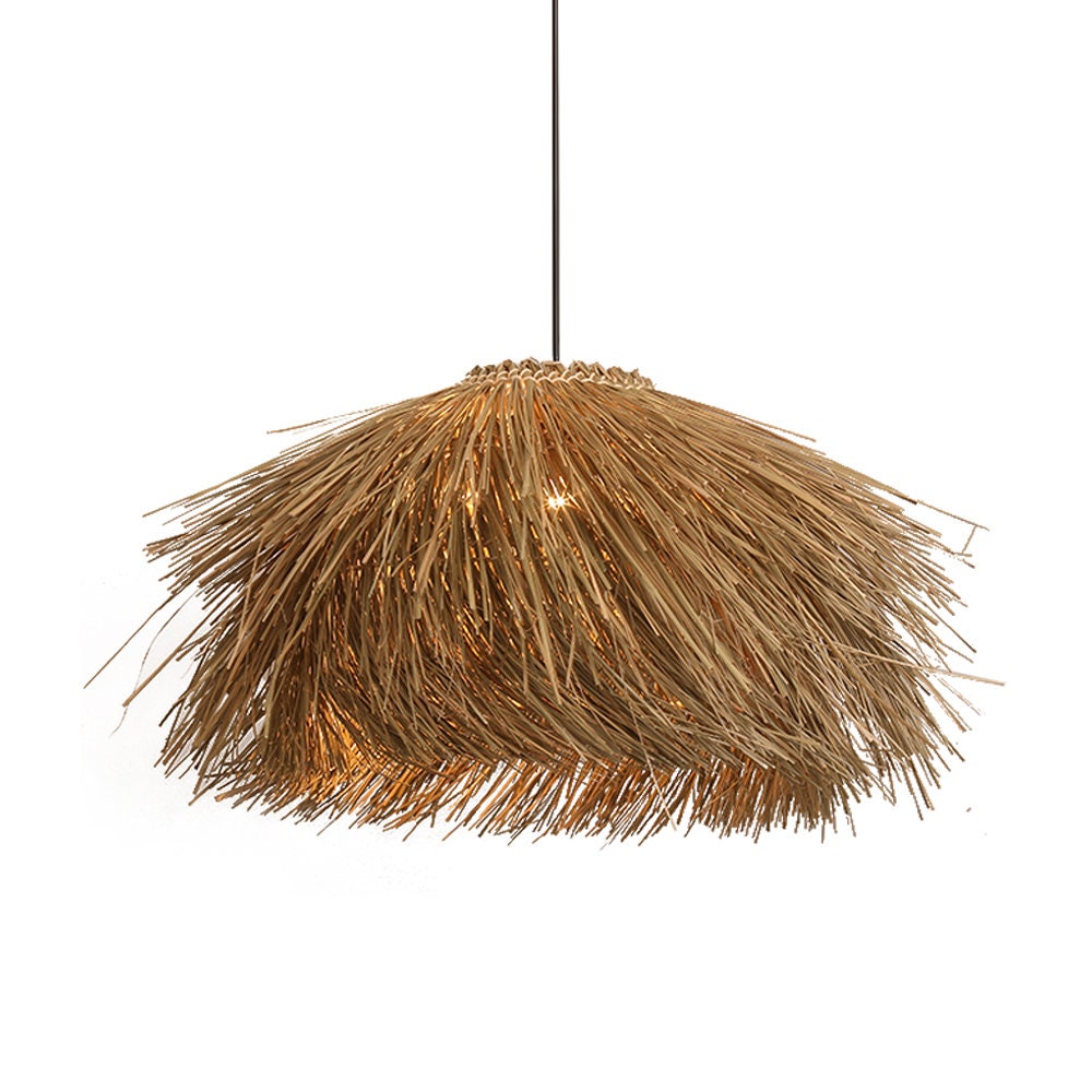 Boho Grass Pendant Light Handmade Woven Lampshade -Homdiy