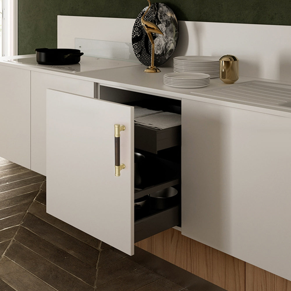 Grain Black Walnut Finish Dresser Handles Drawer Pull for Kitchen Cupboard -Homdiy
