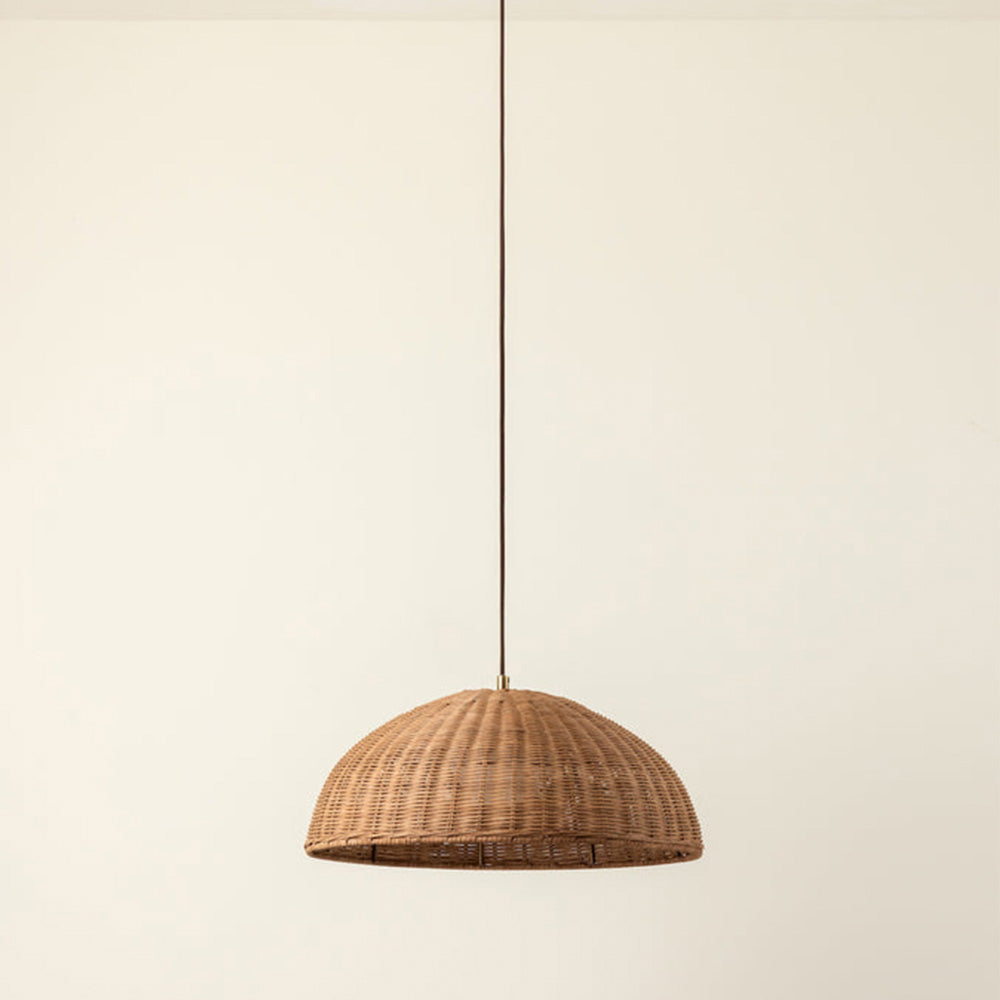Simple Rattan Dome Pendant Light Wicker Hanging Lampshade -Homdiy