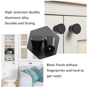12 Pack Flat Black Dresser Drawer Knobs Cone Shape, 1'' Diameter(LS745BK) -Homdiy